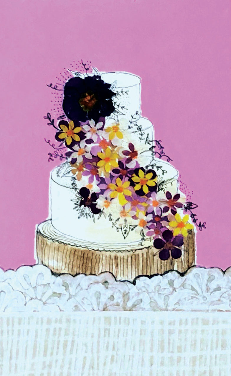 Pink Wedding Cake - a short run floral printed card from my artwork